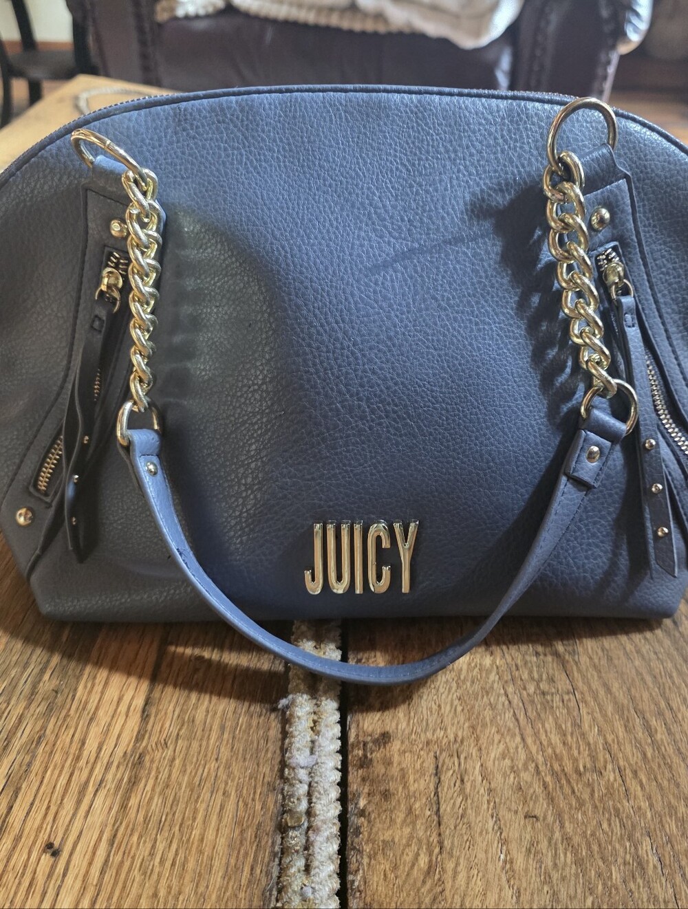 Juicy Couture Blue Chain-Handle Satchel